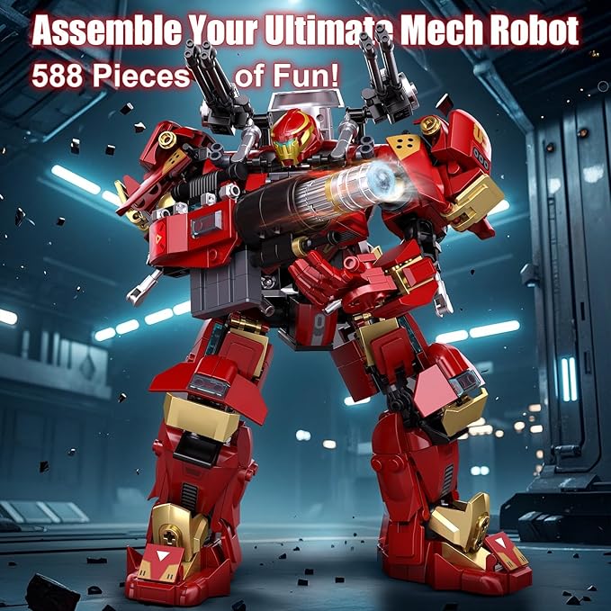Mech Robot Building Sets Easter 588 PCS Transforming Mecha Action Figure Model Creative Build Display Gift Christmas Birthday Ages 14+