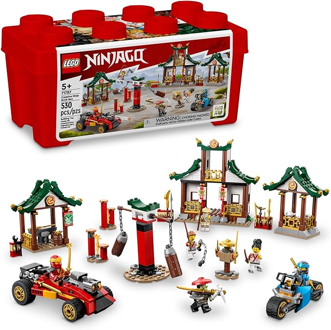 Lego NINJAGO Creative Ninja Brick Box 71787 Toy Storage Bricks to Build Dojo Ninja Car Motorbike 6 Minifigures &amp More Toys for Kids 5 Plus