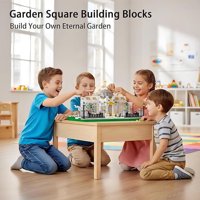 Neoclassical Garden Square Micro Blocks Building Set 2397 PCS Architecture Model with Central Grand Piano &amp Crystal Dome Street ViewToy for Adults Home Decor Gift