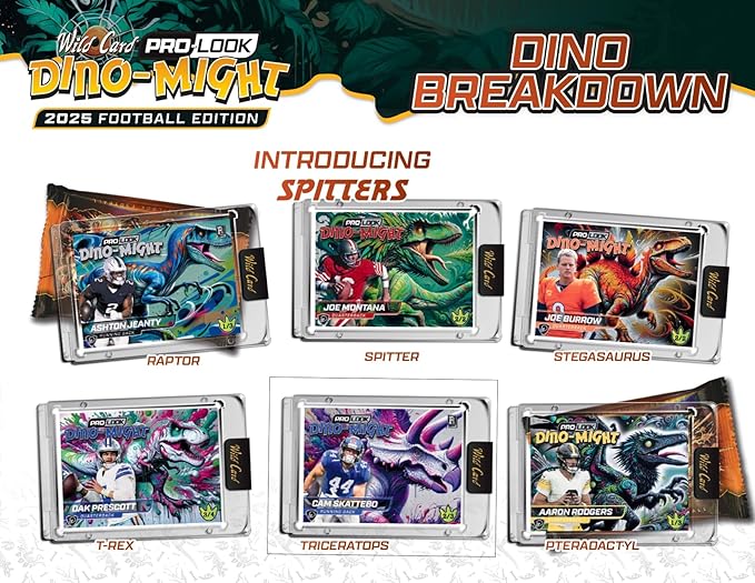 2025 Wild Card Dino-Might Football Hobby Trading Card Box (1 Oversized Mammoth Card Per Box)