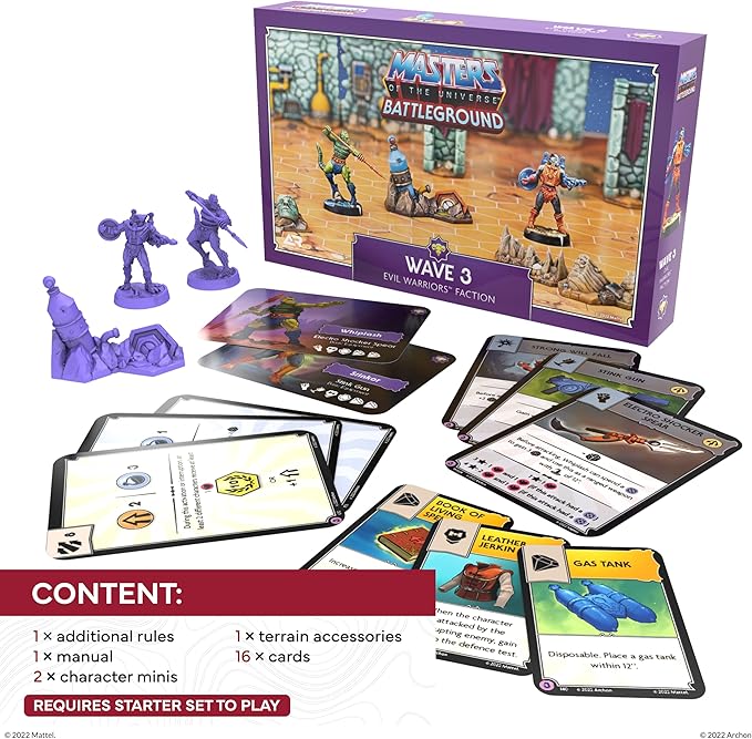 Battleground RPG Expansion Set - Wave 3 Evil Warriors Faction - Includes 2 Character Minis Whiplash and Stinkor Terrain Rules and More - for Ages 14+