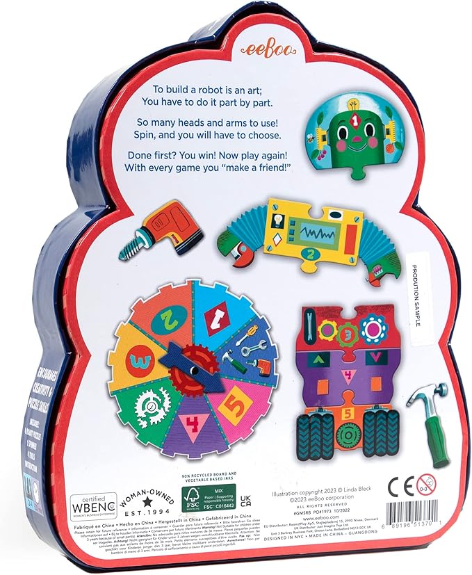 eeBoo Build a Robot Spinner Game Combines Simple Numbers with Fun 3 Years and Up.