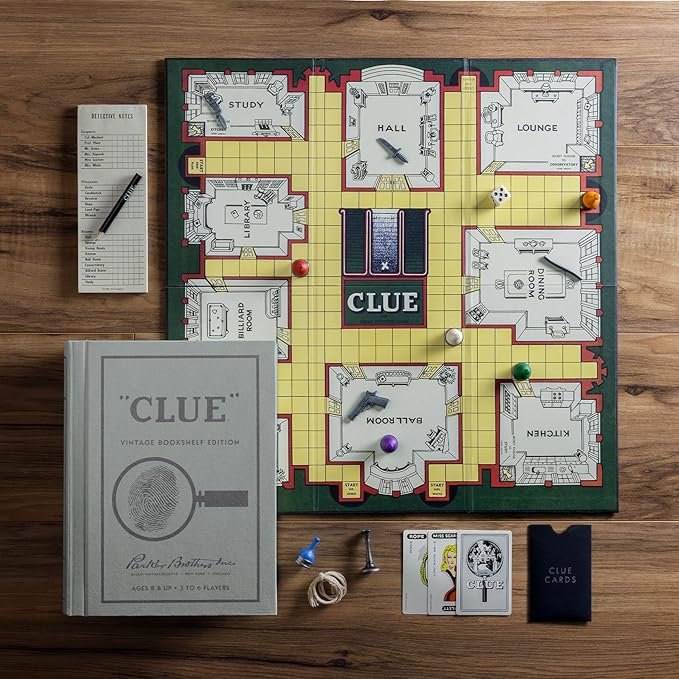 WS Game Company Collection of 8 Vintage Bookshelf Edition Board Games Including Scrabble Monopoly Clue Yahtzee Catch Phrase Chess Scattergories &amp Boggle - Classic Family Games for Kids &amp