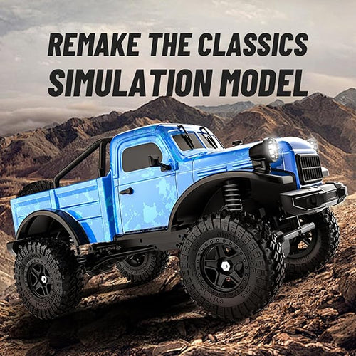 1:18 Scale All Terrain Remote Control Car 2.4 GHz 4WD RC Rock Crawler with LED Lights 12KPH Off-Road Pickup Truck Vehicle Toys RTR Gift for Adults