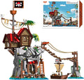 Medieval Building Blocks for Adult Pirate Wharf Toy Buildings Set Cliff-Side Pirate's Cabin Model Building Kits for Kids 10+ Home Office Decor Collection Birthday Present 1044PCS