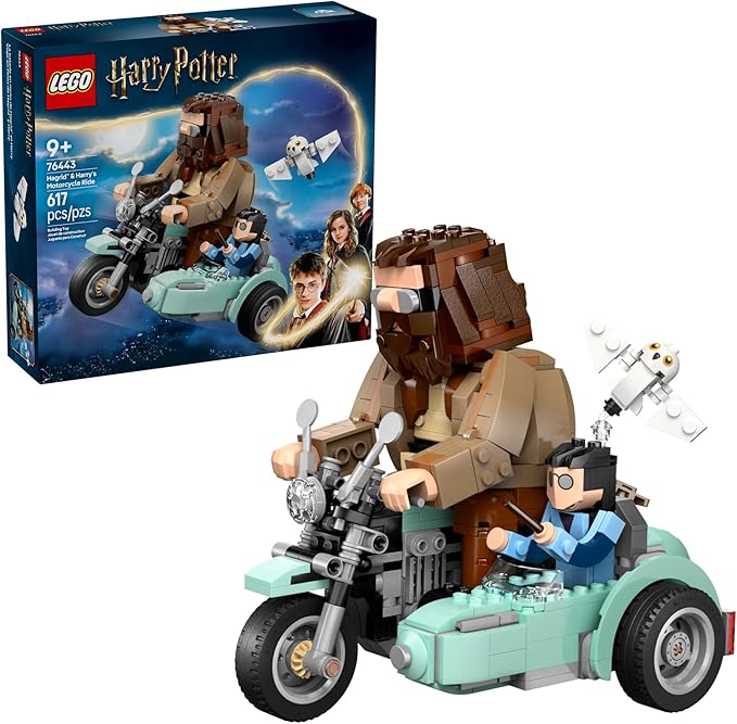 LEGO Harry Potter Hagrid &amp Harry's Motorcycle Ride Building Toy - Kids Motorcycle Toy for Boys and Girls Harry Potter Fans Ages 9+ - Gift Idea for Birthdays - 76443