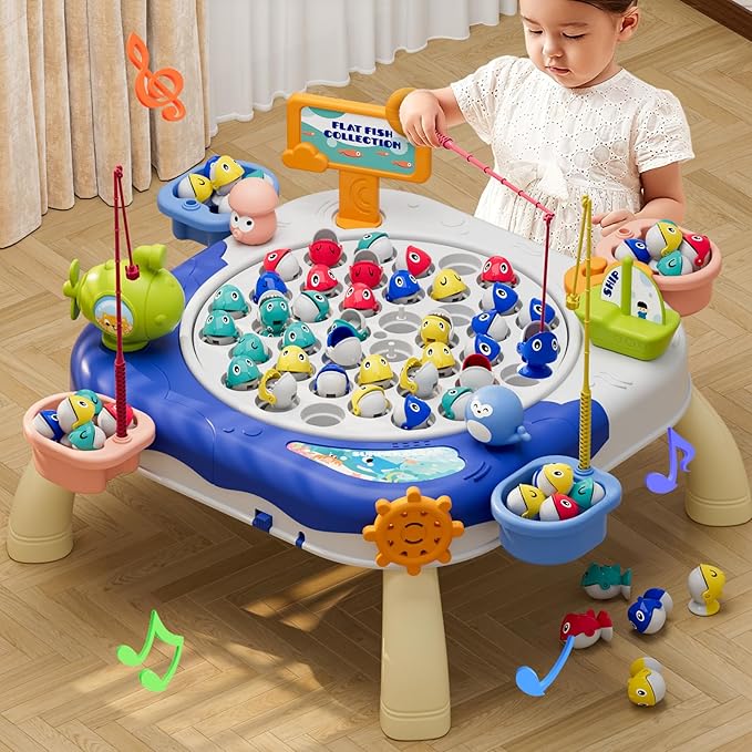 Magnetic Fishing Game for Kids Toddlers Ages 1-3 3-5 5-7 Fish Toy Board Game for Toddlers 1 2 3 4 5 6 7 8 Years Old Fishing Table Toys Birthday Gifts