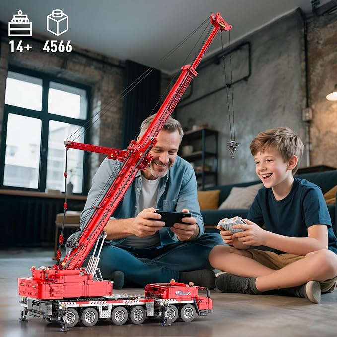 Mould King Engineering Crane Building Sets 17065 Large Vehicles Crane Model Kits APP Programmable Construction Vehicle Building Kits for Adult Collections Enthusiasts(4566 PCS)