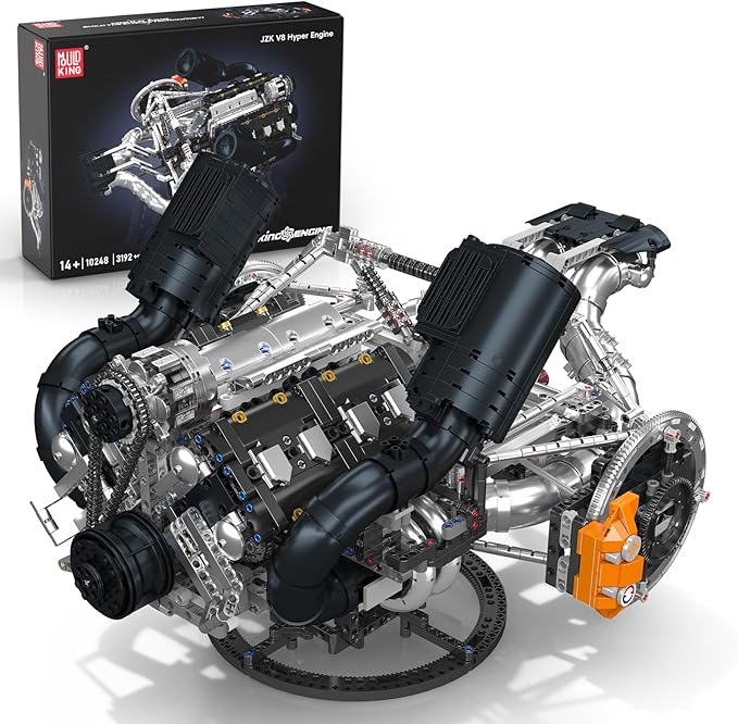 Mould King 10248 V8 Engine Model That Works Build Your Own Cars Combustion Battery/Motor Blocks Sets for Adults 14+ STEM Toy Gift for Display Collection(3192 Pcs)