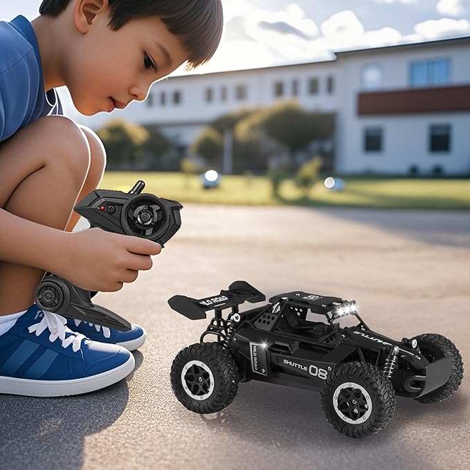Remote Control Car RC Cars 1:16 All Terrain Monster Truck LED Headlights Outdoor 2WD Off Road Hobby RC 2.4GHz High Speed 20Km/h RC Car Toys Gift for Kids Boys 3 4 5-12 (Black)