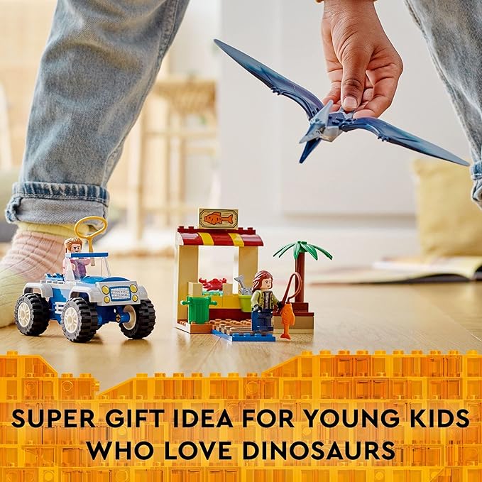 LEGO Jurassic World Pteranodon Chase 76943 Dinosaur Toy Set with 2 Minifigures and Buggy Car Gift Idea for Kids 4 Plus Years Old