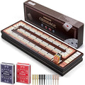 VAMSLOVE Upgraded Wooden 4-Track Cribbage Board Game Magnetic Scoreboard with Large Slots for Storing 2 Playing Cards and 12 Metal Pegs Travel Family Game Night (Instruction Included)