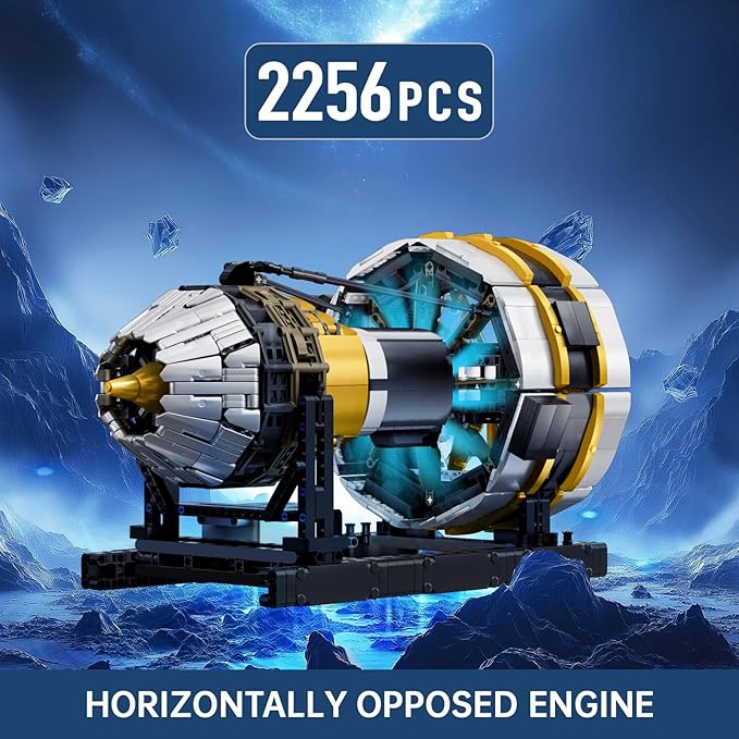 Mould King Aircraft Engine Toys Building Sets Mini Engine Model with Motor 10141 STEM DIY Project Building Kits Collectible Birthday Blocks for Adults Aged 14+ (2256 Pieces)