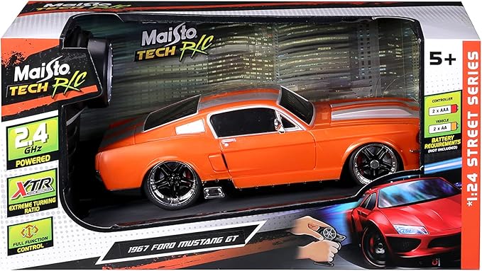Maisto Tech R/C 1:24 Scale 2.4 GHz 1967 Ford Mustang GT Metallic Orange