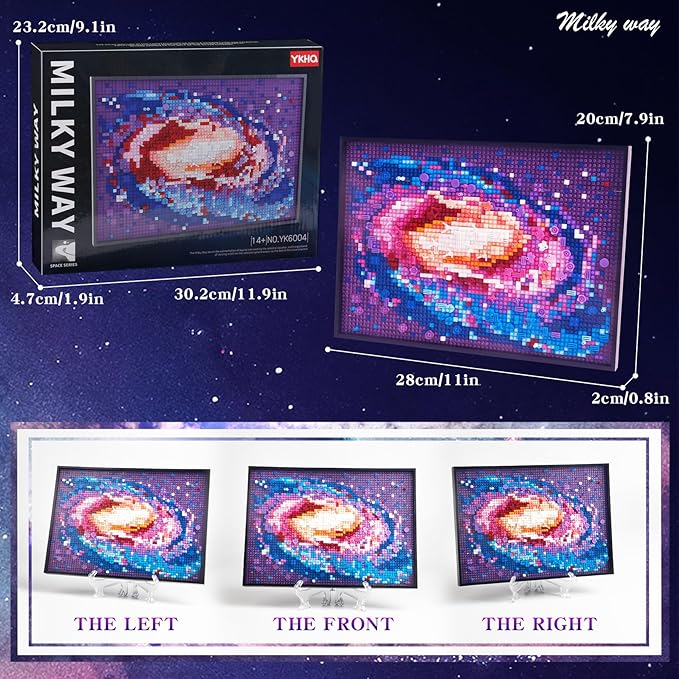 The Milky Way Galaxy 2200pcs Micro Mini Building Block Kit Wall Art(Not Compatible with Lego Wall Art Painting)Unique Universe Galaxy DIY DecorCreative Display Collection Present for 14+