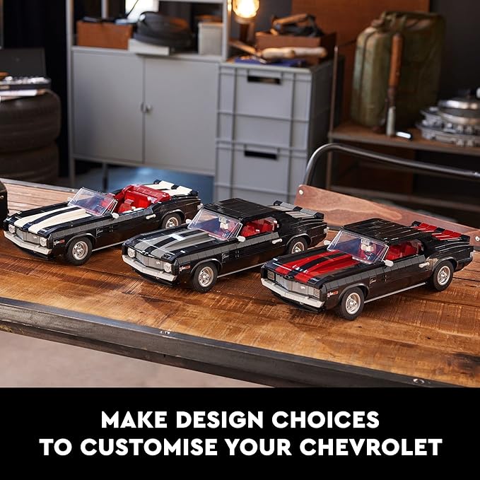 LEGO Icons Chevrolet Camaro Z28 10304 Customizable Classic Car Replica Model Building Kit 1969 Vintage American Muscle Car Great Gift Idea for Teens and Adults