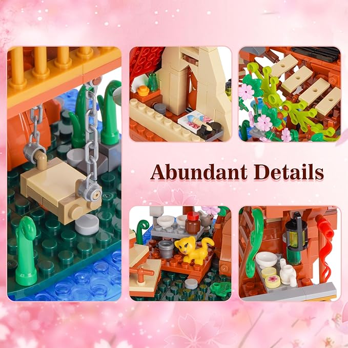 3 in 1 Cherry Blossom Tree House Building Set 959 PCS Flowers Tree House Architecture Building Blocks Gift for Adults Teens