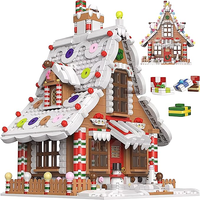 General Jim's Christmas Gingerbread House kit Building Block Bricks Set A Great Holiday Present Idea for Christmas (1455 Pieces) Modular Building Great for Teens and Adults