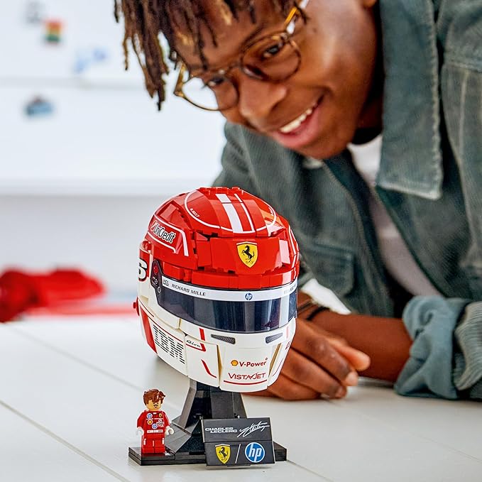 LEGO Editions Scuderia Ferrari HP Charles Leclerc Helmet - Building Set for Teens Ages 14+ - Collectible F1 Display - Bedroom or Home Office Decor - Gift for Formula 1 Fans - 43014