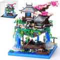 Cherry Blossom Treehouse Micro Mini Building Block Sets with Acrylic Display Box Japanese Bonsai Tree Peach Blossom Pool Architecture Building Model Toy Gift for Adults 2500 Pieces
