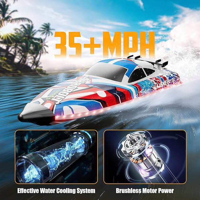 volantexrc Brushless RC Boats for Adults 35+MPH Fast Remote Control Boat for Lakes Full Proportional Boats High Speed RC Boat for Adults (79706)