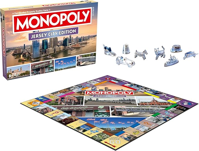 Monopoly Board Game Jersey City NJ Edition : 2-6 Players Family Board Games for Kids and Adults Board Games for Kids 8 and up for Kids and Adults Ideal for Game Night