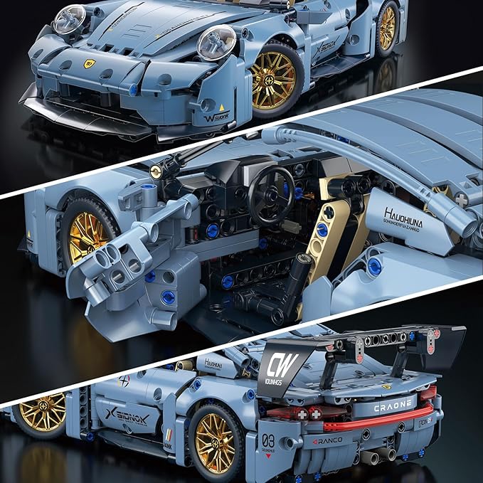PIKARO Sports Car Building Set for Boys &amp Adults RC Remote Control APP Race Car Model Kits with LED Lights Collectible Supercar Toys Birthday Gifts for Kids Teens Age 8-14 12-16