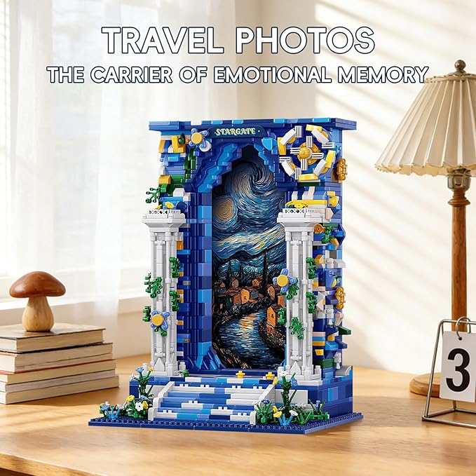 Starry Night Micro Bricks Building Set Art-Themed Wall Art Building Blocks for Adults Creative DIY Assembly Decorative Display Model Puzzle KitIdeal Gift for Adults &amp Teens.