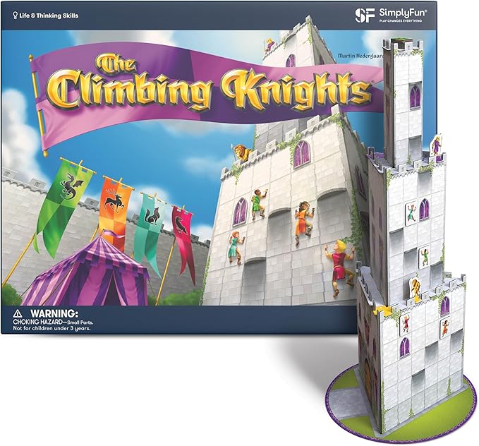 SimplyFun The Climbing Knights - Exciting Castle Climbing Strategy Board Game - Fine Motor Skills - Educational Fun with Magnetic Knights Guard Pawns &amp Premium Components - 2-4 Players Ages 8 &