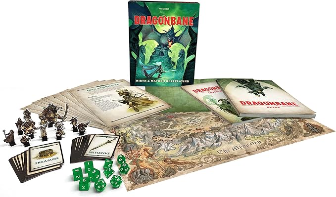 Free League Publishing Dragonbane: Mirth &amp Mayhem Roleplaying Game Core Set Includes Dice Rulebook Adventures Map and More RPG Tabletop Board Game for Adults Family Teens 13+