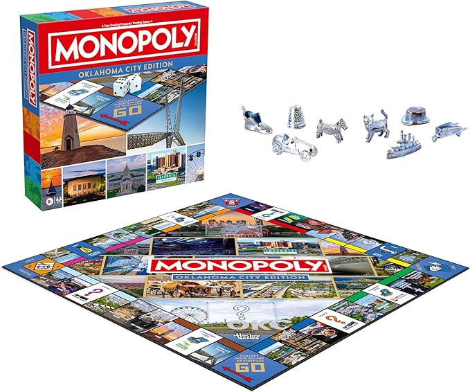 Monopoly Board Game – Oklahoma City OK Edition: 2-6 Players Family Board Games for Kids and Adults Board Games for Kids 8 and Up Great for Game Night