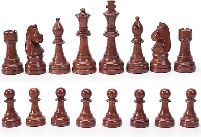 Vamslove Wooden Chess Pieces Large 4.5'' King Set of 32 Luxury Staunton Wood Chessmen for Chess Game Board (Chess Pieces Only) Velvet Storage Bags Included
