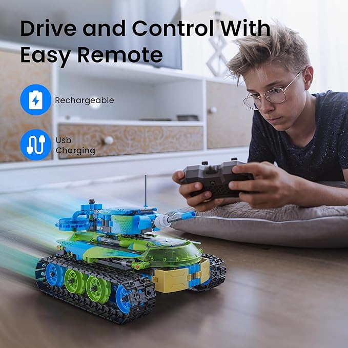 Sillbird Robot Car Building Kit with Remote Control STEM Gifts for Boys Ages 8-14 Technic Coding Stunt Racer Toys for Kids Birthday Buildable 5in1 Models with 662 Pieces