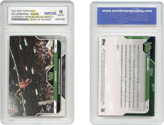 2025 WWE Topps Now Wrestling Logan Paul Rookie Card RC #65 - Graded GEM Mint 10