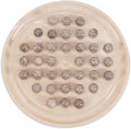 Marble Peg Solitaire Board Game 10 Inches Beige One Player Game Brain Teaser Puzzle with Oceanic Balls Tabletop Game for Family Only