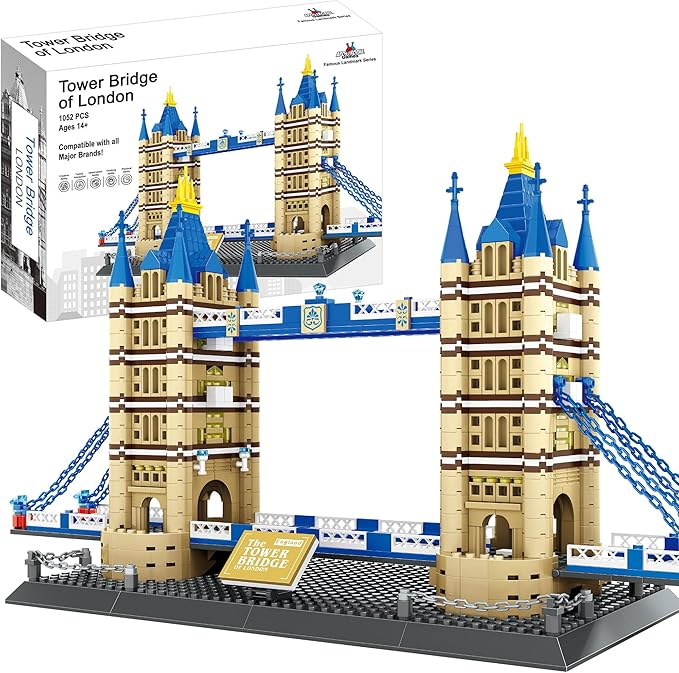 Apostrophe Games Tower Bridge Building Block Set – 1052 Pieces London Tower Bridge Model Building Blocks for Adults and Kids - Architecture Kit Famous Landmark Series
