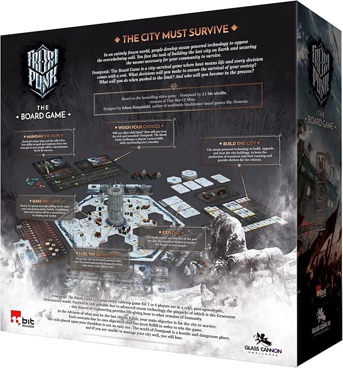 Frostpunk The Board Game - Manage Society in an Ice-Age Apocalypse! Cooperative Survival Strategy Game for Adults Ages 16+ 1-4 Players 120-150 Minute Playtime Made by Rebel Studio