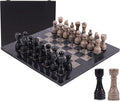Marble Chess Set for Adults 15 Handmade Black &amp Oceanic Board Game with 32 Chess Pieces 2 Extra Queens &amp Storage Box Luxury Travel Game – Elegant Home Décor