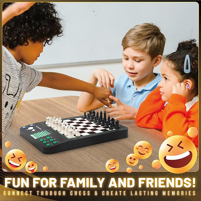 iCore Electronic Chess Set Pro Black : Voice Guide 30 Levels 100 Teaching Exercises Learning Mode for All Ages