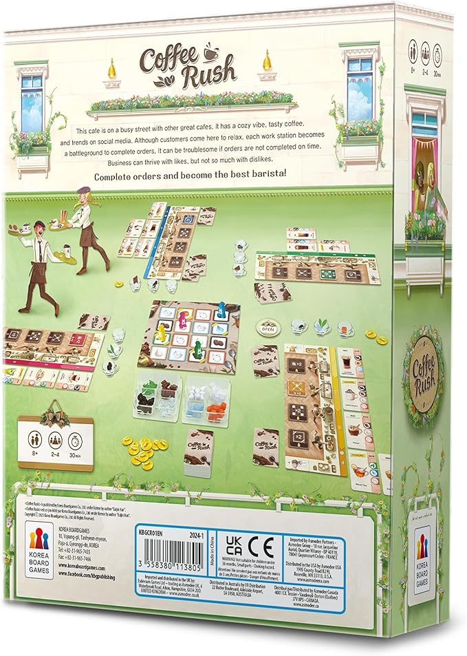Coffee Rush Board Game - Brew Up Success in a Quick Addictive and Fun Coffee Adventure! Strategy Game for Kids &amp Adults Ages 8+ 2-4 Players 30 Minute Playtime