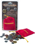 Cephalofair Games: Gloomhaven: Metal Coin Upgrade - 60 Coins &amp Drawstring Bag Board Game Accessory Metal Currency Detailed Art