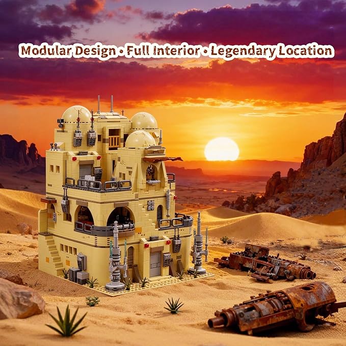 Space Wars Building Set for Adults Tatooine Cantina Modular Building Movie Desert House Architecture with Gift Box &amp Figures Collection for Home Office Decor (2731 Pcs