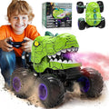 BEZGAR Monster Truck Toys - Remote Control Monster Truck with Spray Light Music Dinosaur Toys for Kids 1:20 Scale RC Truck with 360° Spins and Drifting Remote Control Car for Boys 4-7 Green