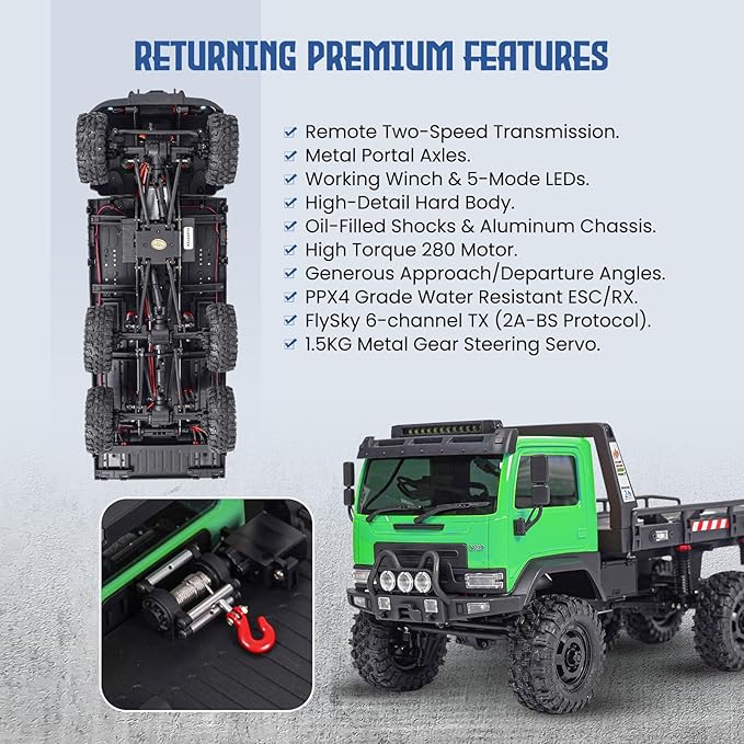 HOBBYPLUS ARKTOS V1.5 CR18P Rock Crawler RTR All Terrain - Remote Control Car Rock Crawler 1/18 Scale 6WD 2 Speed Transmission Off Road for Adults RC Hobbyists (Green)