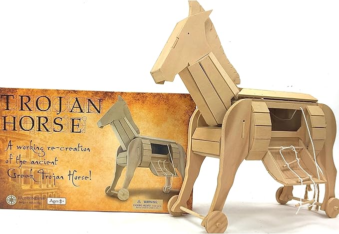 Pathfinders STEM Kit – Trojan Horse Model | DIY Wooden Craft Kit for Kids 10-14 | Girls Arts &amp Crafts STEM Gift | Ancient Greek History Project | Hands-On Educational Toy Engineering and Science