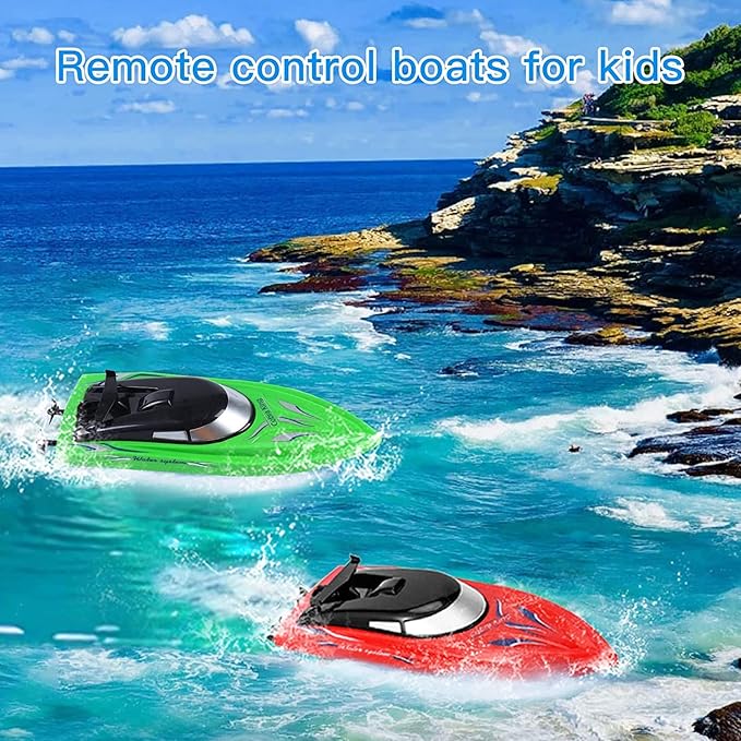 Lumiparty 4PACK RC BoatRemote Control Boats for Kids and Adults10km/H 2.4G High Speed Remote Control Boat Fast RC Boats for Pools and Lakes with 8 Rechargeable Battery.