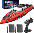 BEZGAR Remote Control Boat for Kids - 2.4GHz Fast RC Boat with LED Lights &amp Portable Suitcase for Pools Lakes &amp Salt Water Summer Water Toys Gifts for Boys &amp Girls Age 6 7 8-12 Years Old
