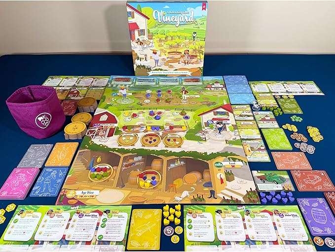 Pencil First Games: Vineyard - A Wine-Making Board Game Worker Placement Push Your Luck Upgrade-As-You-Play Card Management Ages 13+ 1-4 Players