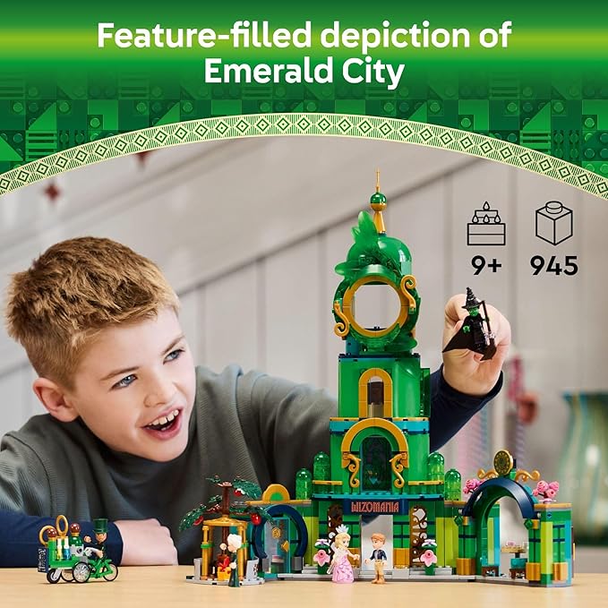 LEGO Wicked Welcome to Emerald City Building Toy - Wicked Toy for Kids Ages 9+ - Gift for Girls and Boys with Tower Model Glinda &amp Elphaba Minidolls - 75684