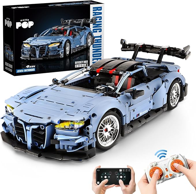 Remote Control Car Building Kit 1:10 M4 Champion Racing Car Building Blocks and Challenge Construction Toys Gift for Technical Enthusiasts Adults&ampBoys Age 14+ with Motors Light Battery (2280PCS